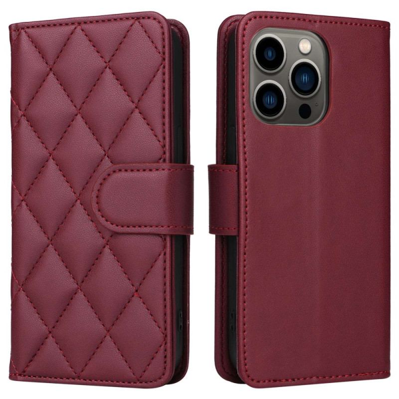 Capa Flip Para iPhone 14 Plus Clássico Acolchoado