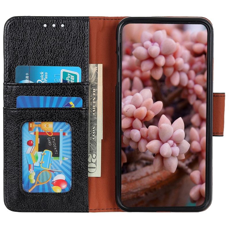 Capa Flip Para iPhone 14 Plus Couro Napa Rachado