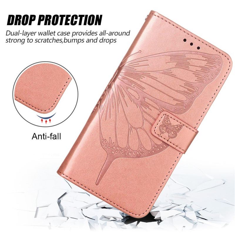 Capa Flip Para iPhone 14 Plus Desenho De Borboleta