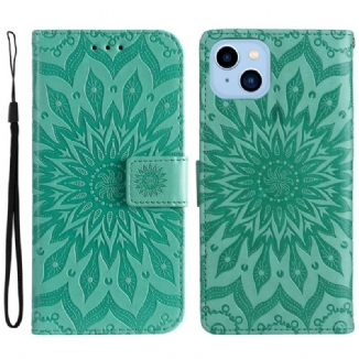 Capa Flip Para iPhone 14 Plus Flor Do Sol