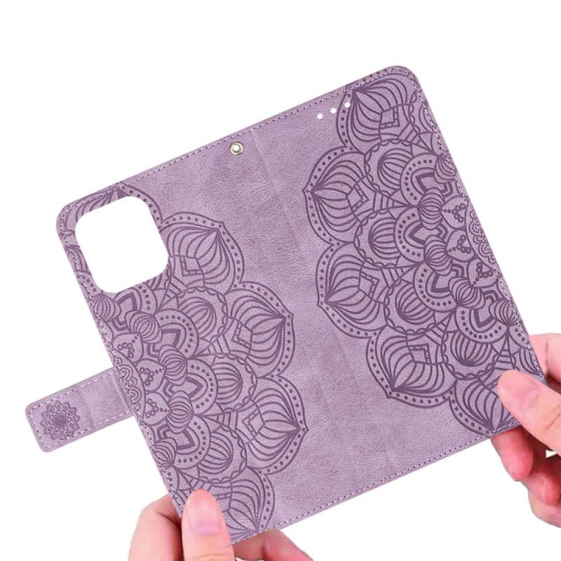 Capa Flip Para iPhone 14 Plus Mandala Com Cordão