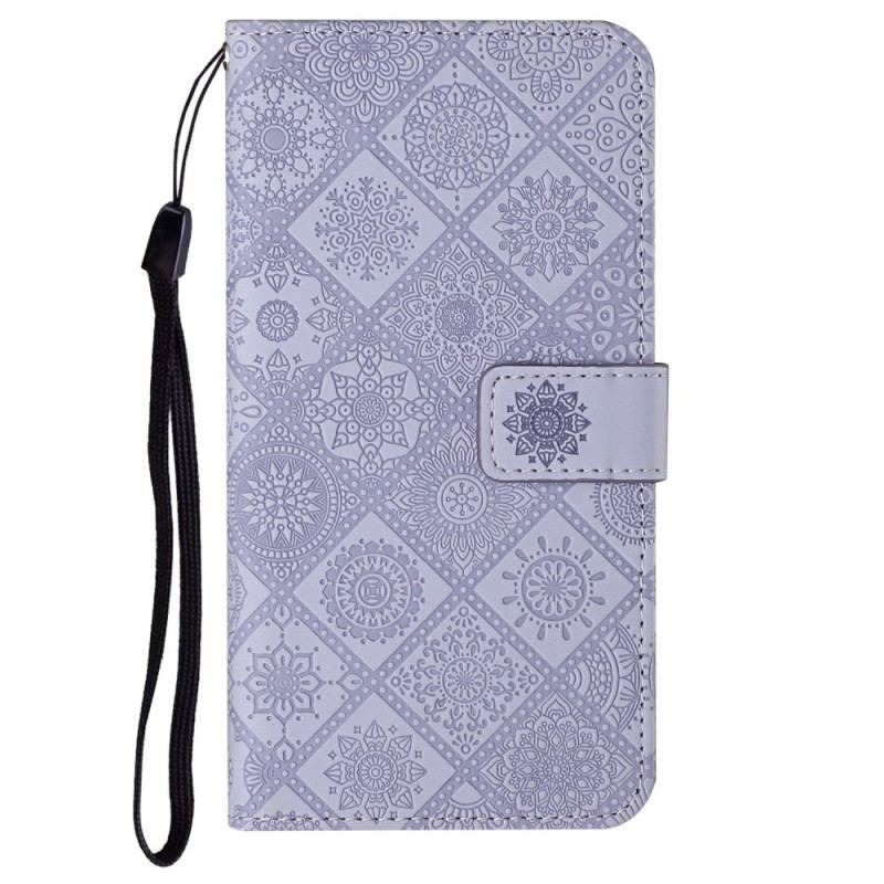 Capa Flip Para iPhone 14 Plus Padrão De Tapeçaria