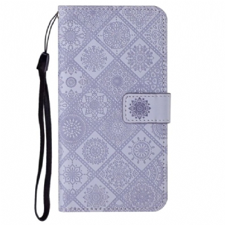 Capa Flip Para iPhone 14 Plus Padrão De Tapeçaria