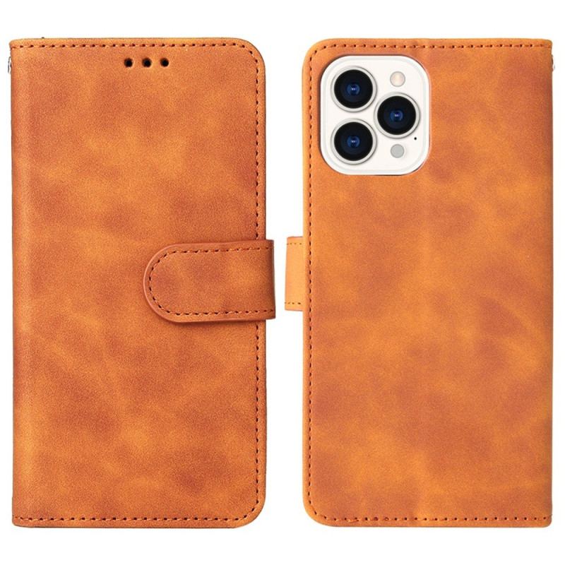 Capa Flip Para iPhone 14 Plus Toque De Pele