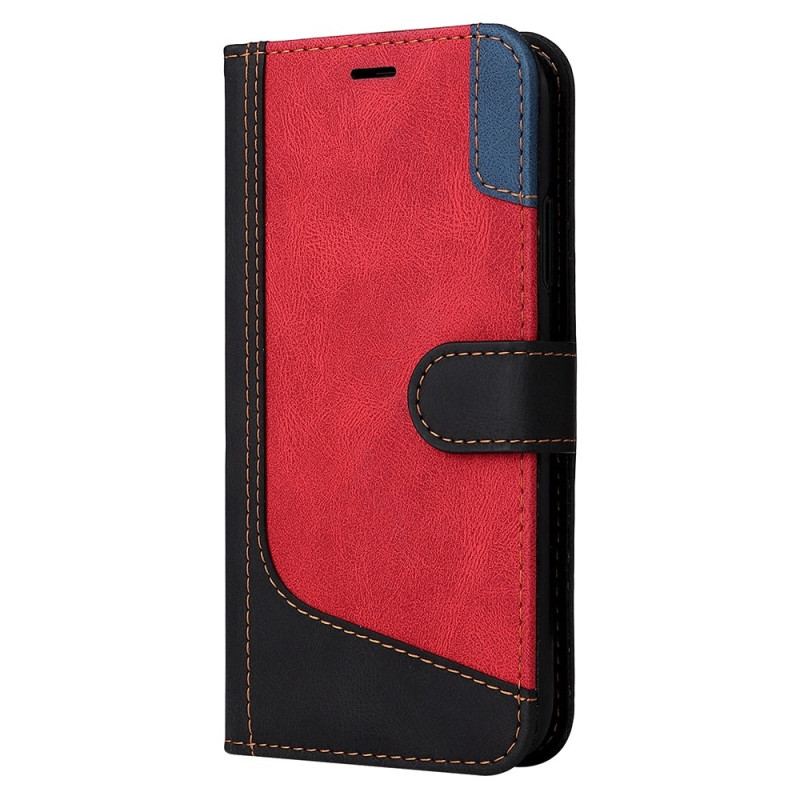 Capa Flip Para iPhone 14 Plus Tricolor Com Cordão