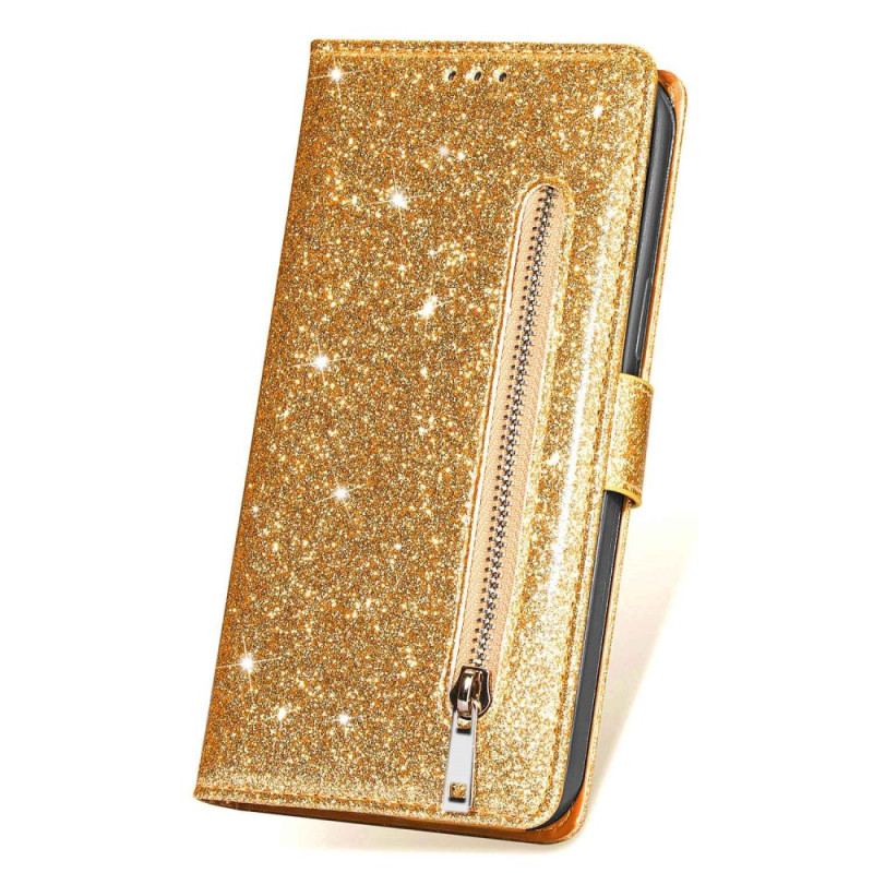 Capa Folio Para iPhone 14 Plus Bolsa De Moedas Glitter