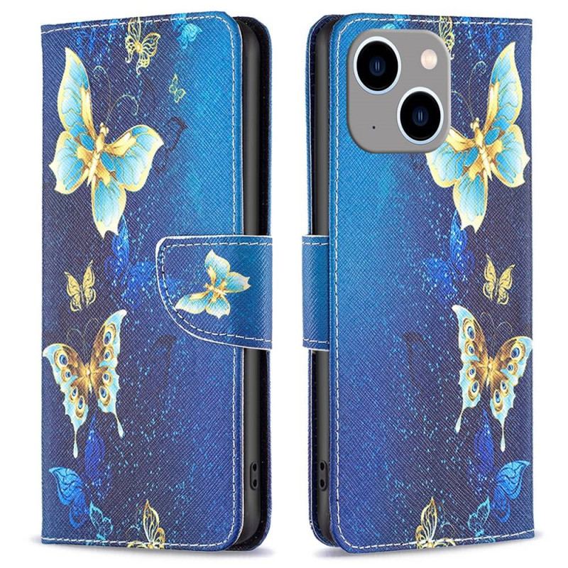 Capa Folio Para iPhone 14 Plus Borboletas Do Mundo