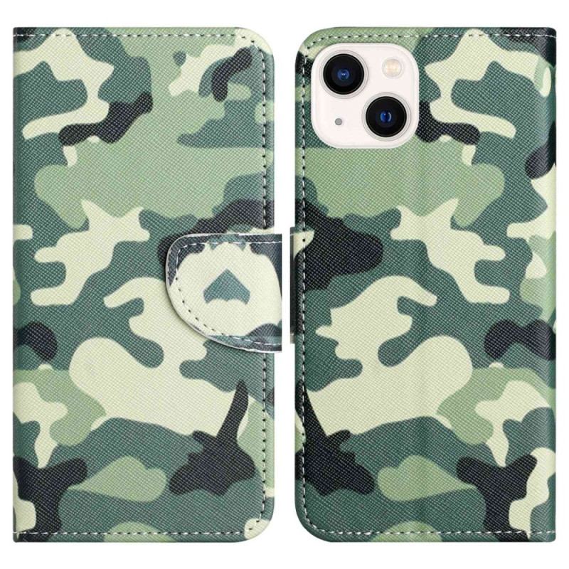 Capa Folio Para iPhone 14 Plus Camuflagem Militar