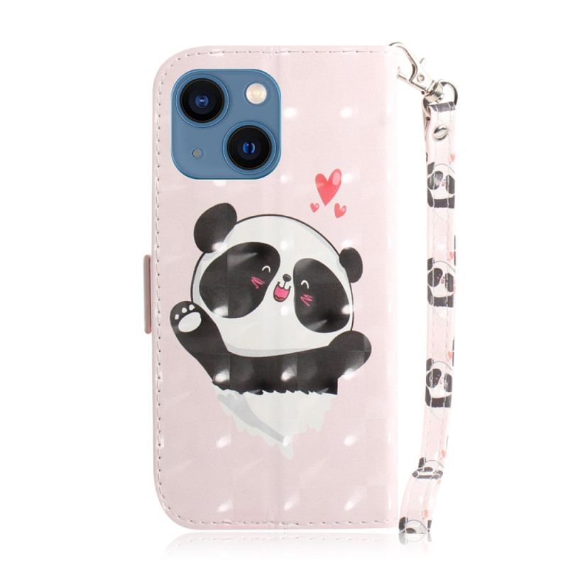 Capa Folio Para iPhone 14 Plus De Cordão Strappy Panda