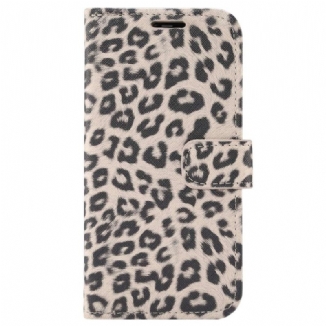 Capa Folio Para iPhone 14 Plus Estilo De Pele De Leopardo