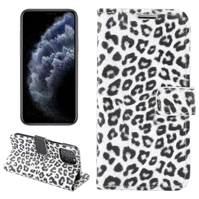 Capa Folio Para iPhone 14 Plus Estilo De Pele De Leopardo