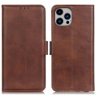 Capa Folio Para iPhone 14 Plus Fecho Duplo