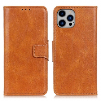 Capa Folio Para iPhone 14 Plus Fecho Reversível Efeito Couro