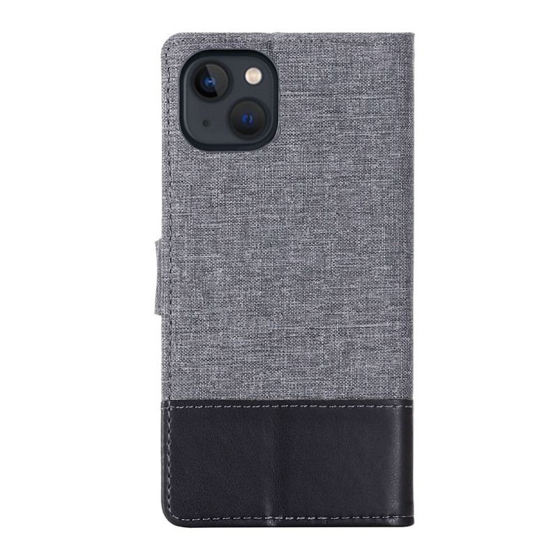 Capa Folio Para iPhone 14 Plus Muxma Tecido E Efeito Couro