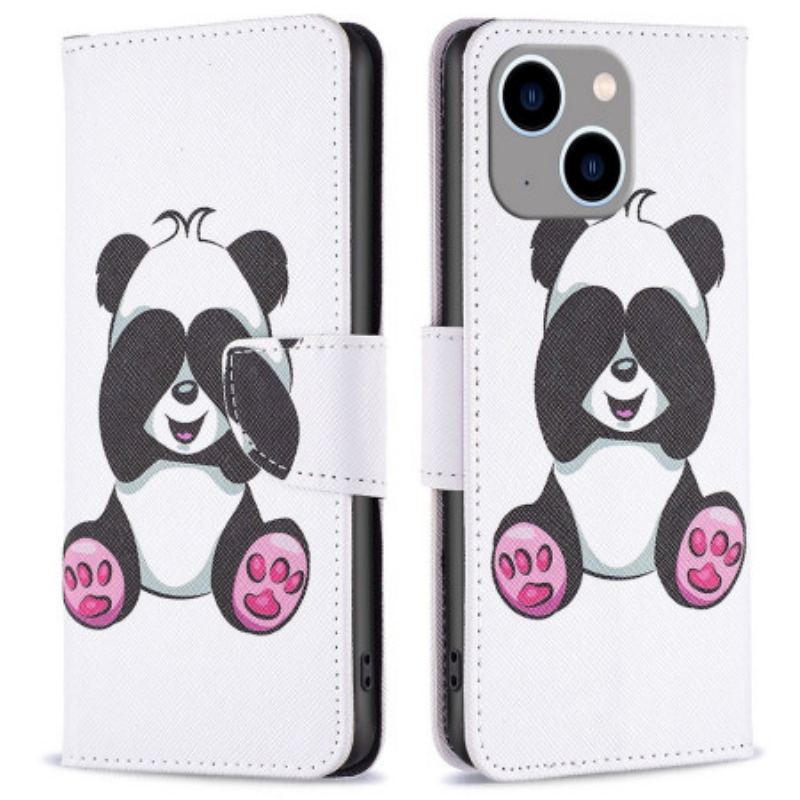 Capa Folio Para iPhone 14 Plus Panda Divertido