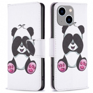 Capa Folio Para iPhone 14 Plus Panda Divertido