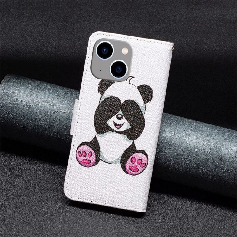 Capa Folio Para iPhone 14 Plus Panda Divertido