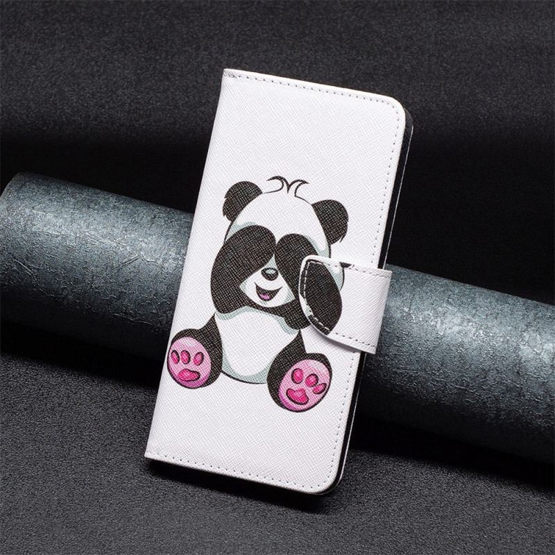 Capa Folio Para iPhone 14 Plus Panda Divertido