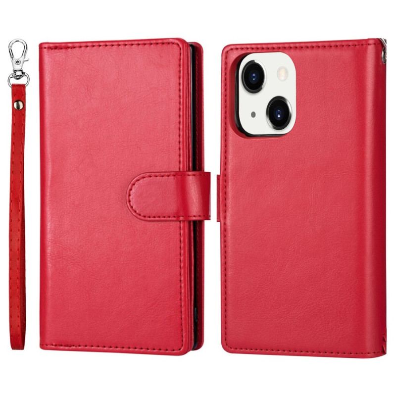 Capa Capa Folio Para iPhone 14 Plus Titular Destacável Para 9 Cartões