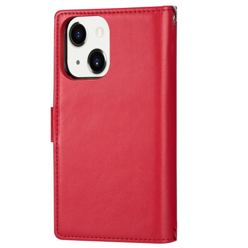 Capa Capa Folio Para iPhone 14 Plus Titular Destacável Para 9 Cartões