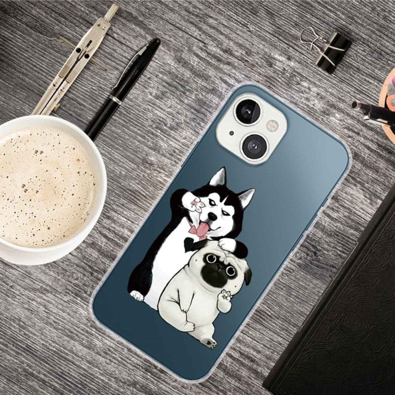 Capa Para iPhone 14 Plus Cachorros Divertidos