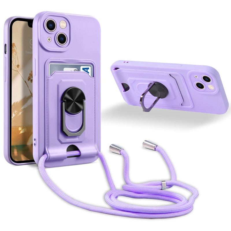 Capa Para iPhone 14 Plus De celular Cordão Com Porta-cartões E Anel De Suporte