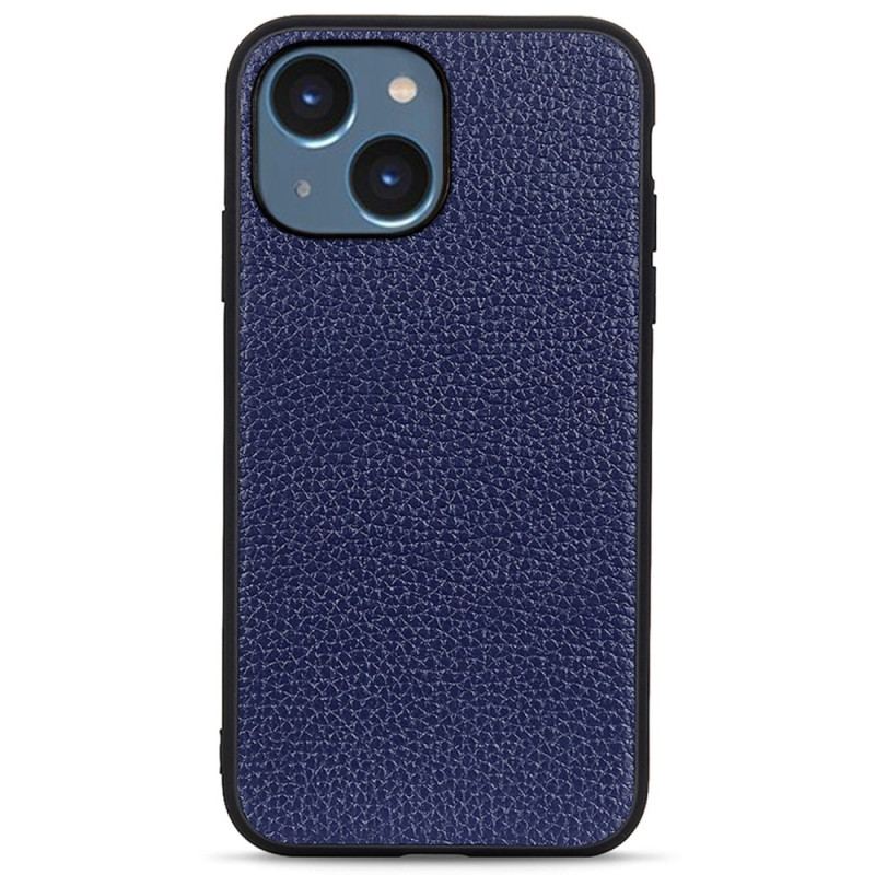 Capa Para iPhone 14 Plus Couro Lichia Genuíno