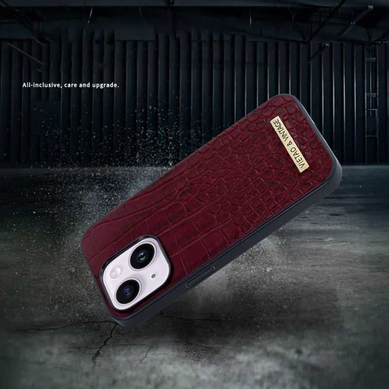 Capa Para iPhone 14 Plus Efeito Pele De Crocodilo Vietao