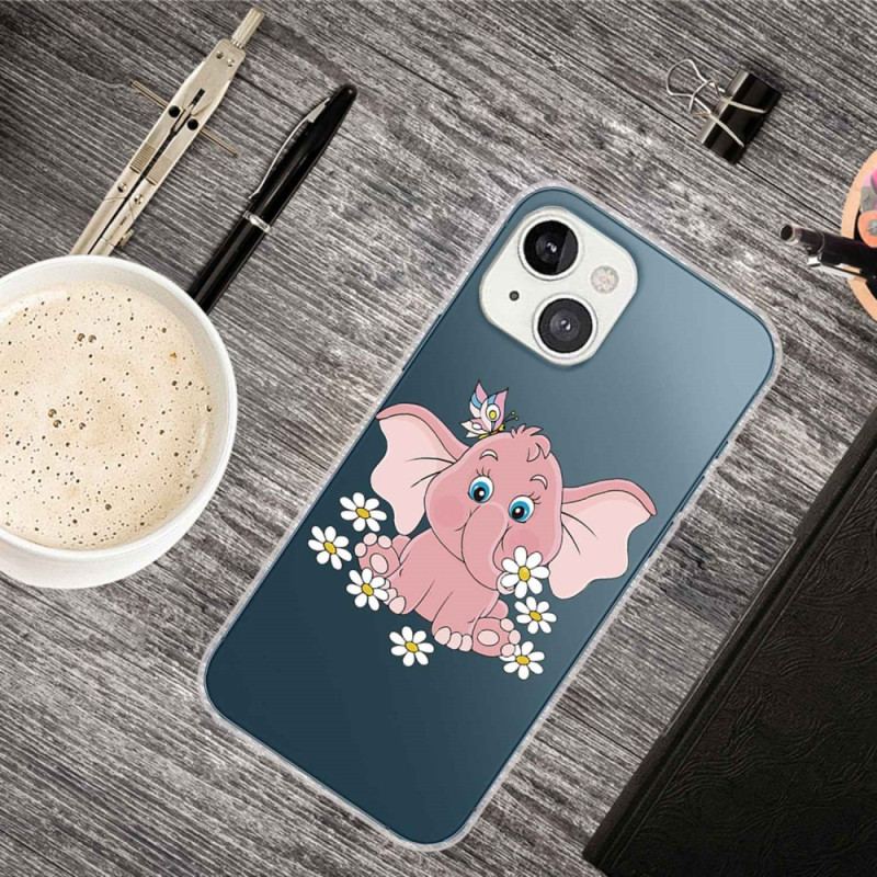 Capa Para iPhone 14 Plus Elefante Rosa Sem Costura