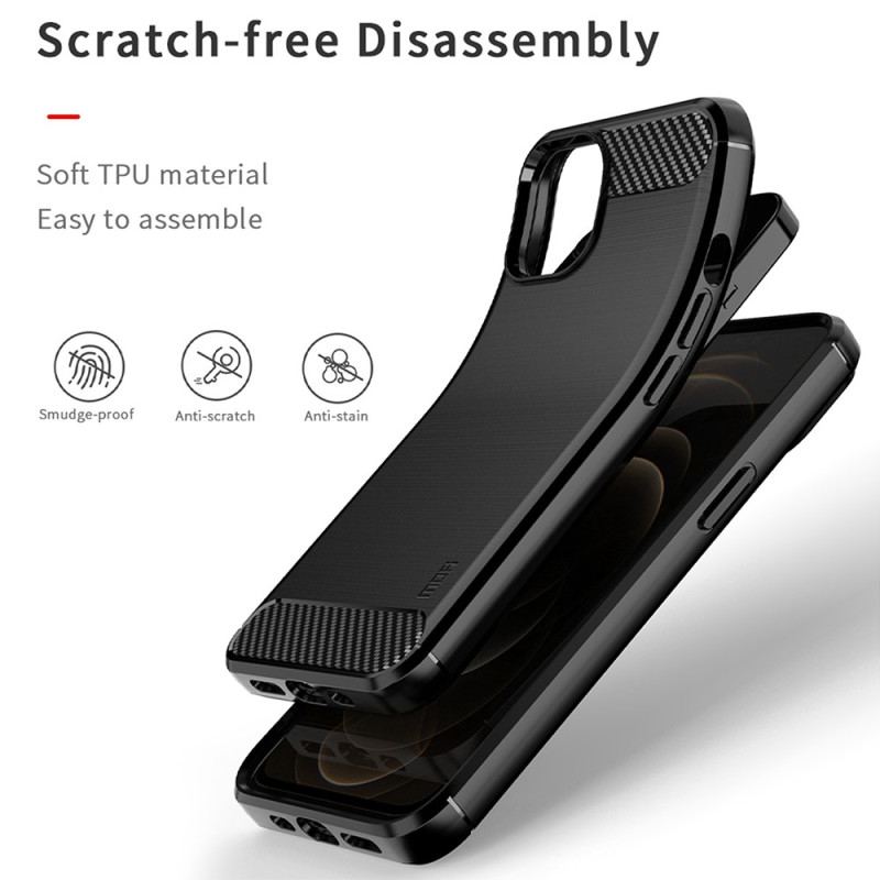 Capa Para iPhone 14 Plus Fibra De Carbono Escovada Mofi