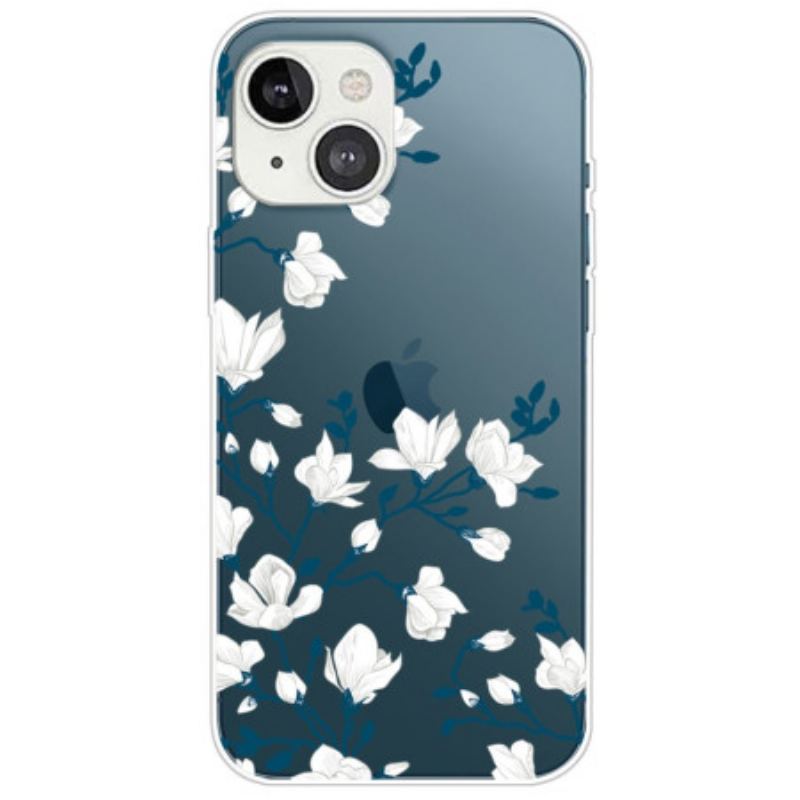 Capa Para iPhone 14 Plus Flores Brancas