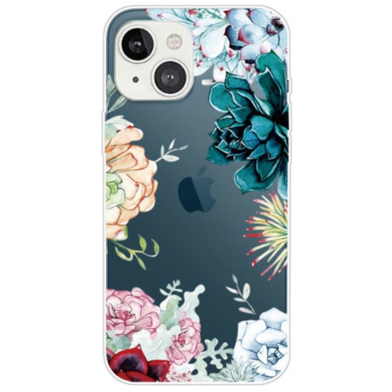 Capa Para iPhone 14 Plus Flores Em Aquarela