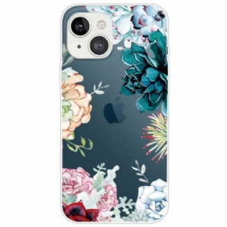 Capa Para iPhone 14 Plus Flores Em Aquarela