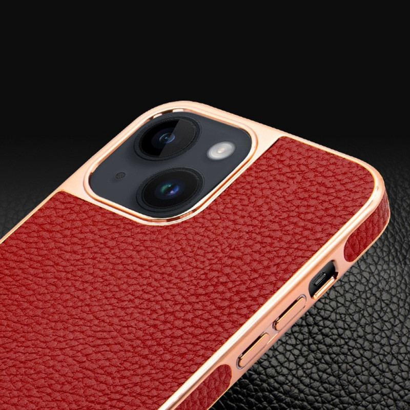 Capa Para iPhone 14 Plus Vietao Efeito Couro Lichia