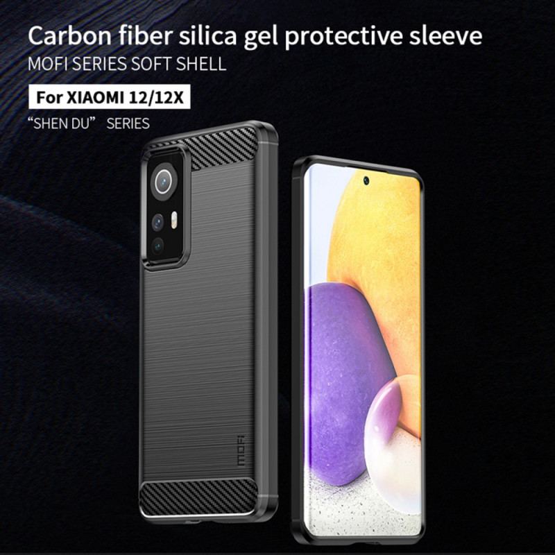 Capa De Celular Para Xiaomi 12 / 12X Fibra De Carbono Escovada Mofi