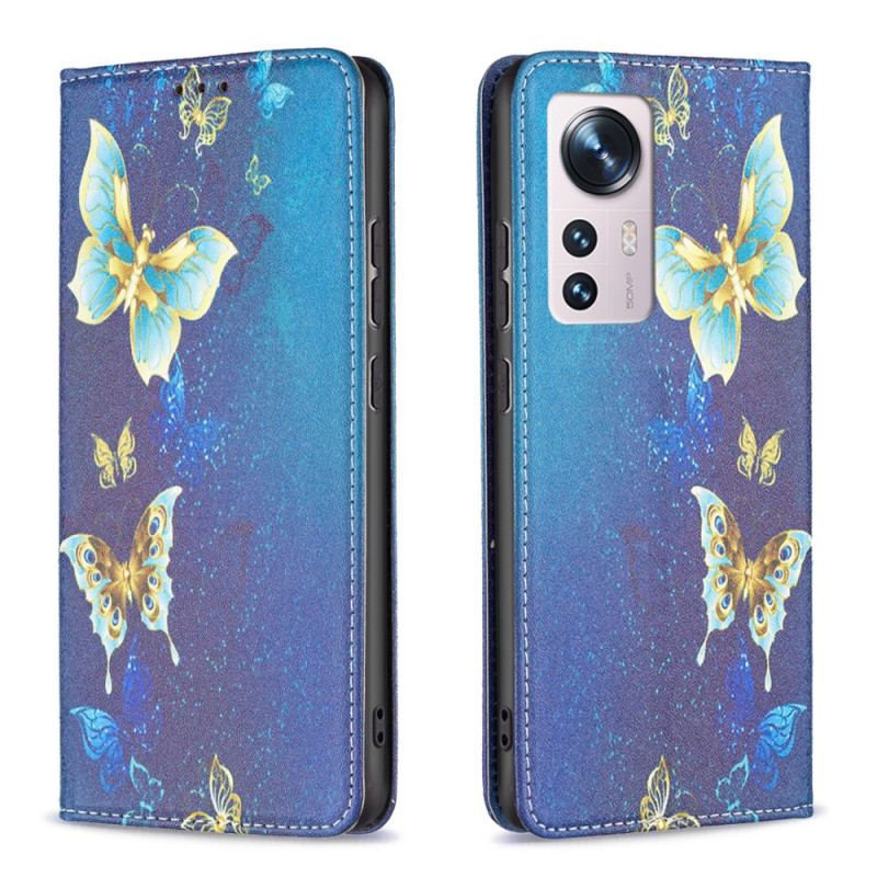 Capa De Celular Para Xiaomi 12 / 12X Flip Borboletas Coloridas