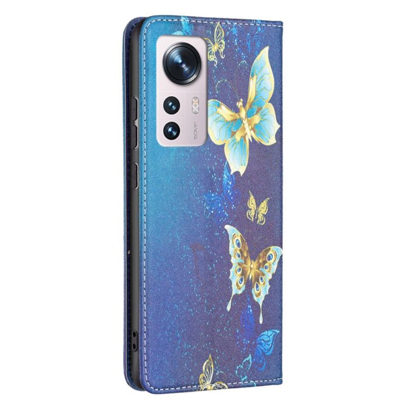 Capa De Celular Para Xiaomi 12 / 12X Flip Borboletas Coloridas