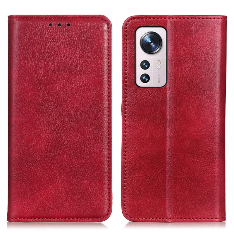 Capa De Celular Para Xiaomi 12 / 12X Flip Lichia Textura De Couro Dividido