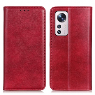 Capa De Celular Para Xiaomi 12 / 12X Flip Lichia Textura De Couro Dividido