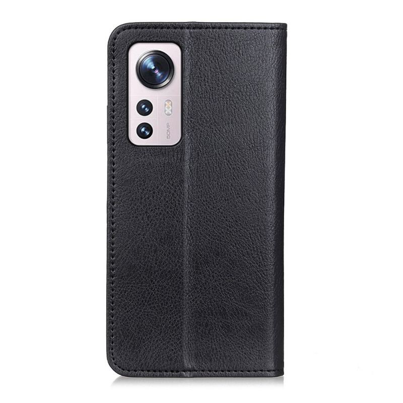 Capa De Celular Para Xiaomi 12 / 12X Flip Lichia Textura De Couro Dividido