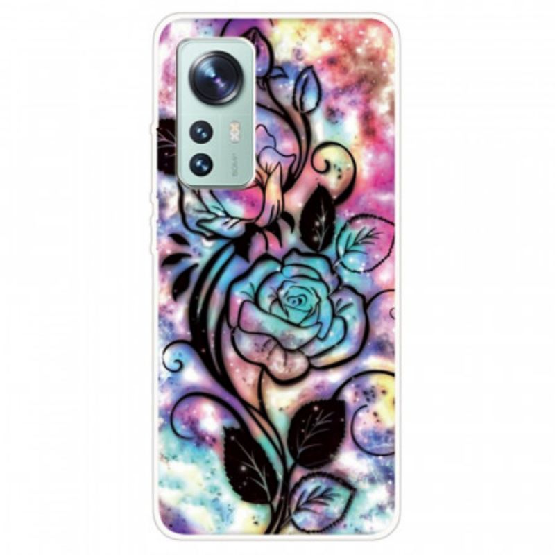 Capa De Celular Para Xiaomi 12 / 12X Gráfico De Flor De Silicone