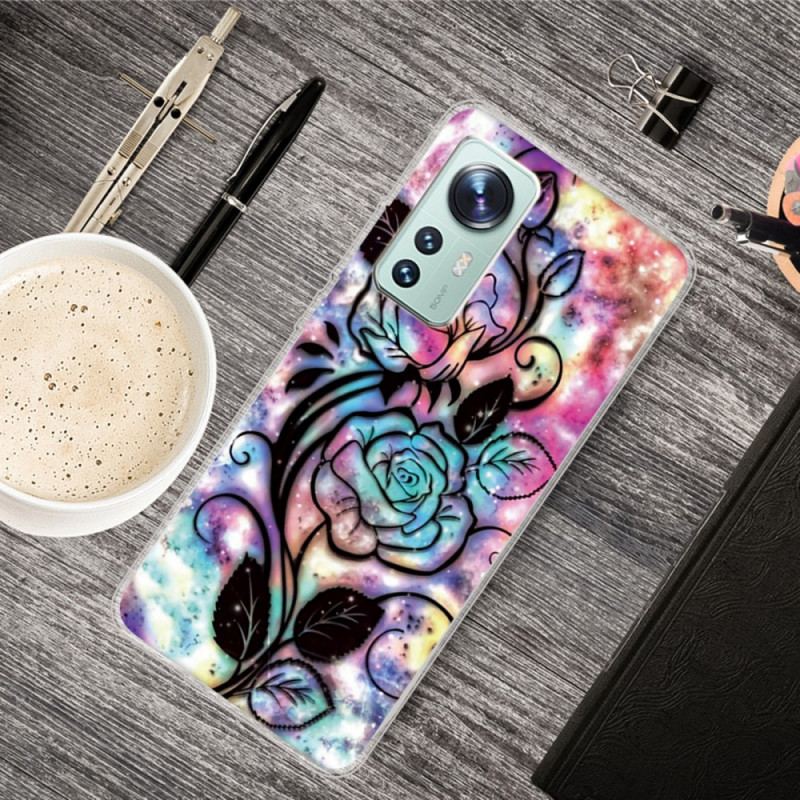 Capa De Celular Para Xiaomi 12 / 12X Gráfico De Flor De Silicone