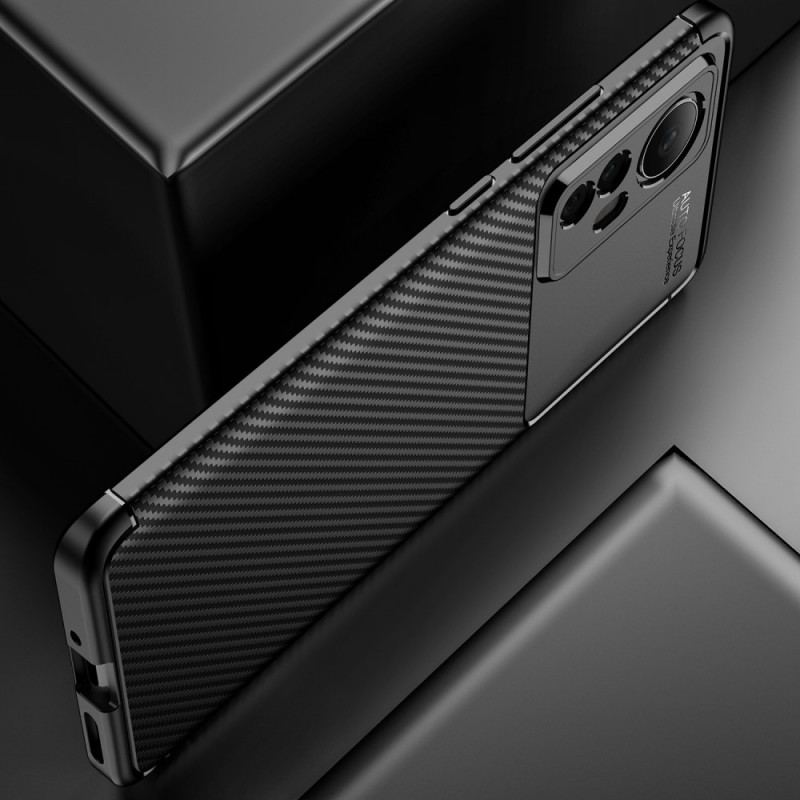 Capa De Celular Para Xiaomi 12 / 12X Textura Flexível De Fibra De Carbono