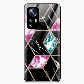 Capa De Celular Para Xiaomi 12 / 12X Vidro Temperado Com Design De Mármore