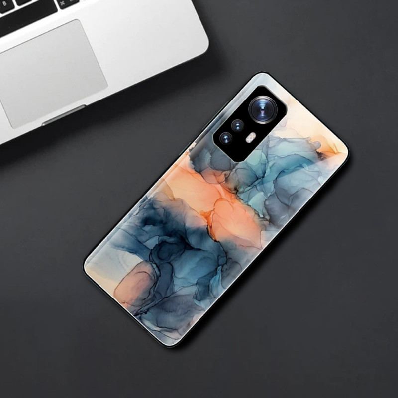 Capa De Celular Para Xiaomi 12 / 12X Vidro Temperado Em Mármore Aquarela