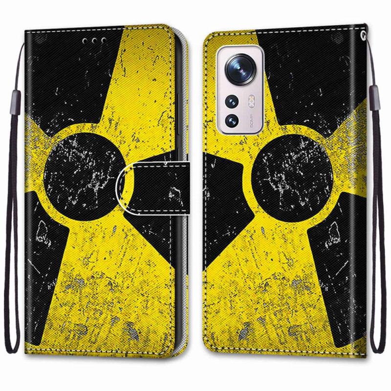 Capa De Couro Para Xiaomi 12 / 12X Amarelo E Preto