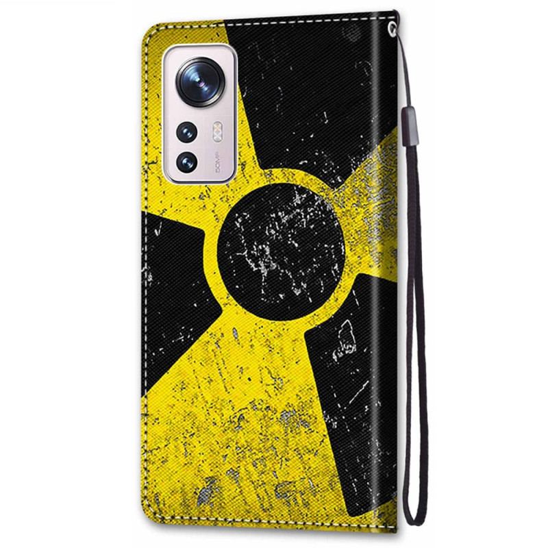 Capa De Couro Para Xiaomi 12 / 12X Amarelo E Preto