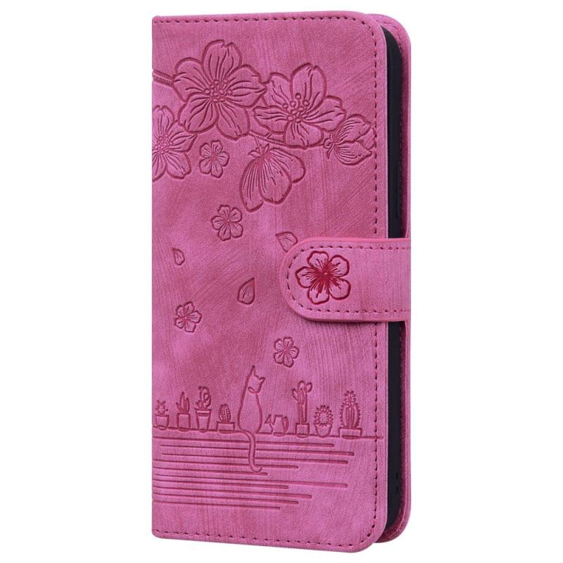 Capa De Couro Para Xiaomi 12 / 12X De Cordão Fio Dental Floral Gato