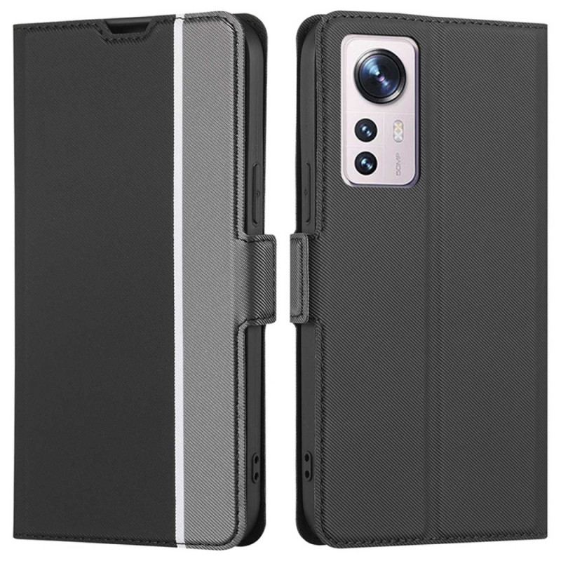 Capa De Couro Para Xiaomi 12 / 12X Fecho Duplo Bicolor