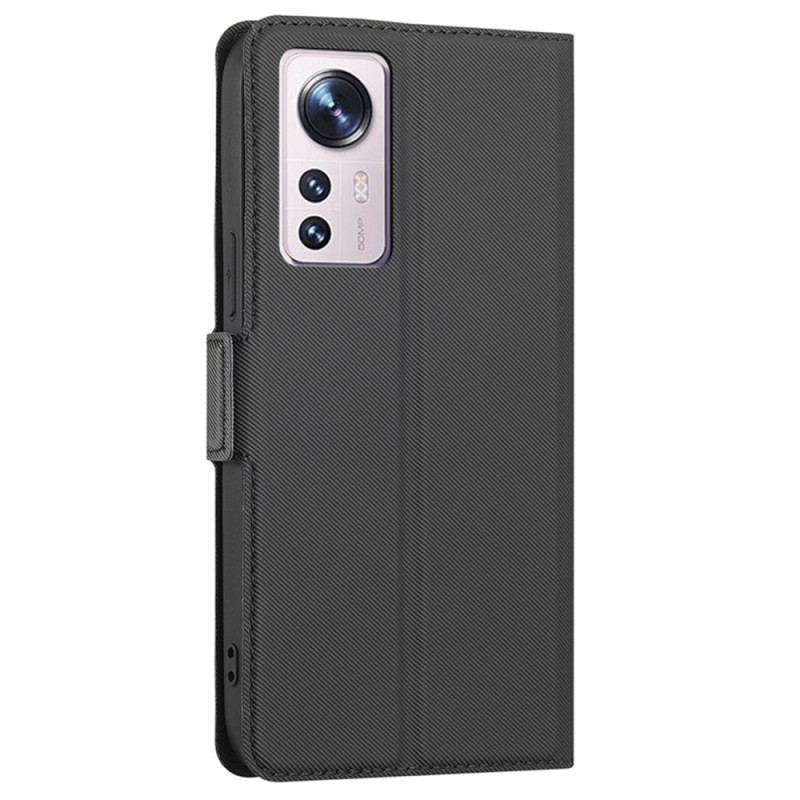 Capa De Couro Para Xiaomi 12 / 12X Fecho Duplo Bicolor